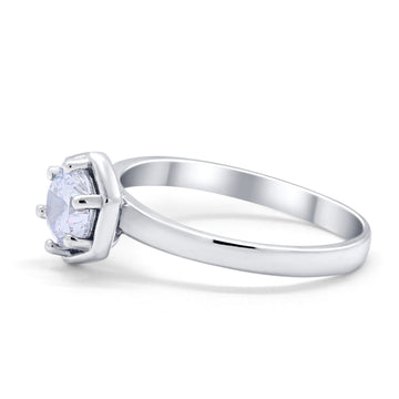 Solitaire Claw Prong Wedding Ring Simulated Cubic Zirconia 925 Sterling Silver